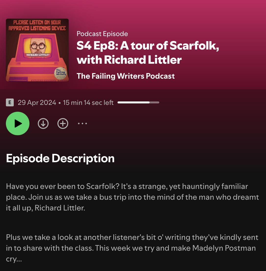 Failing Writers podcast screengrab